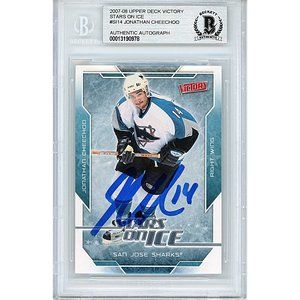 Jonathan Cheechoo Signed SJ Sharks Upper Deck Victory Hockey Card BAS Autograph